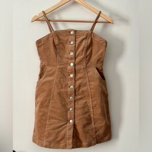 Love Tree Corduroy Button Front Mini Dress Brown Pockets Size Medium